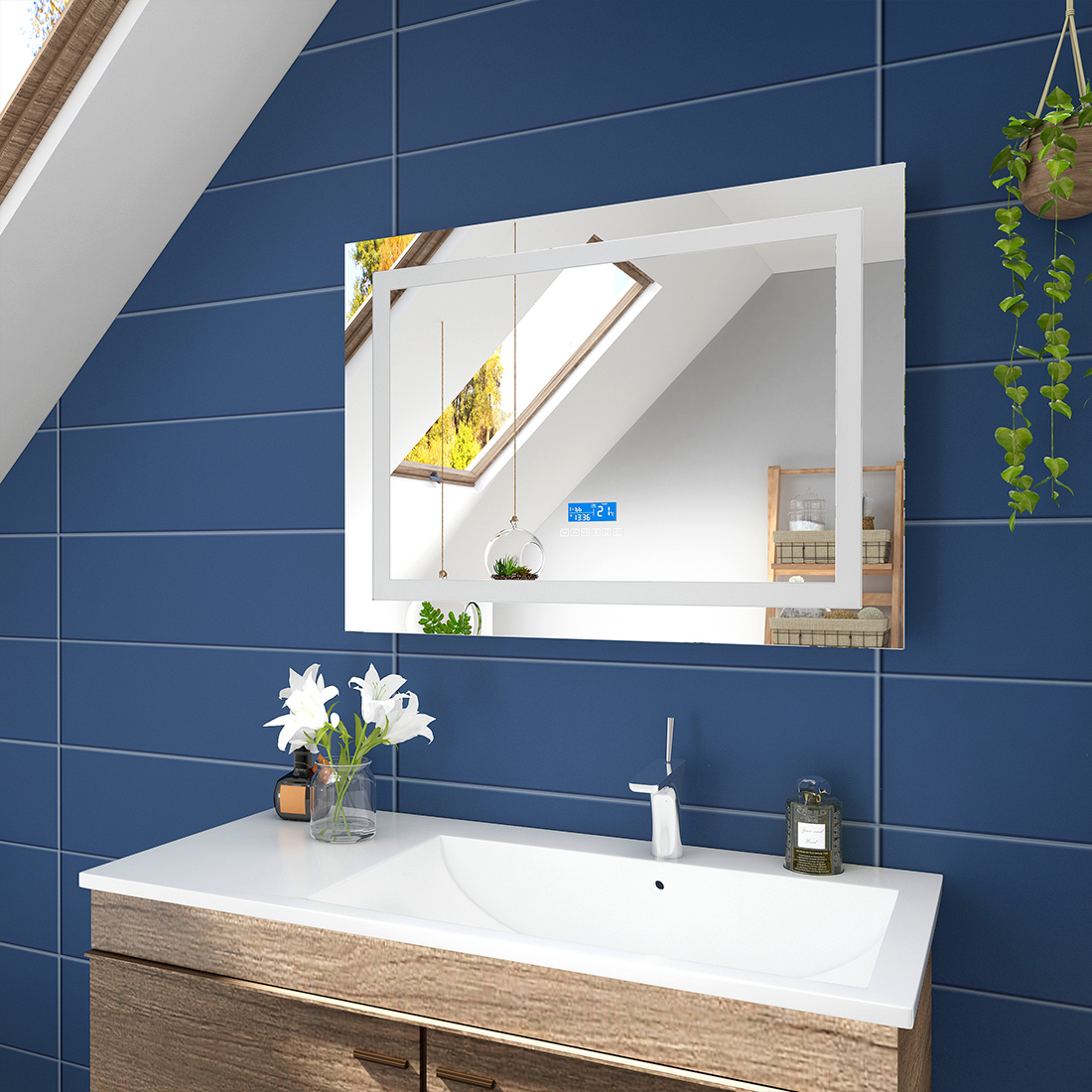 Duschdeluxe 1000x700 mm Illuminated LED Bathroom Mirror with Demister Bathroom Mirrors Light with Touch Switch Demister Duschdeluxe 1000x700 mm Illuminated LED Bathroom Mirror with Demister Bathroom Mirrors Light with Touch Switch Demister