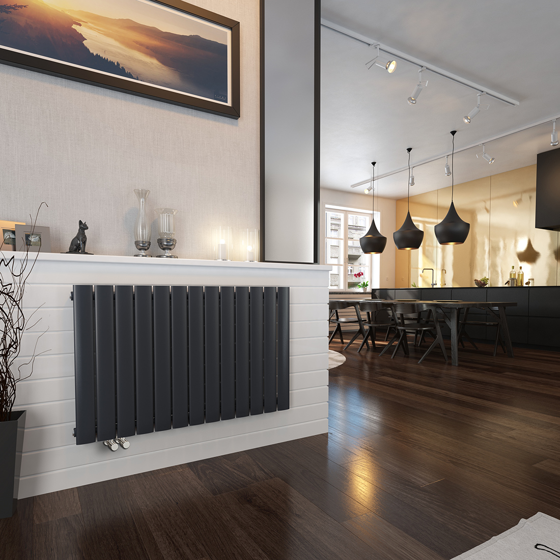 Design Paneelheizkörper Horizontal Bad Heizkörper Seitenanschluss Weiß