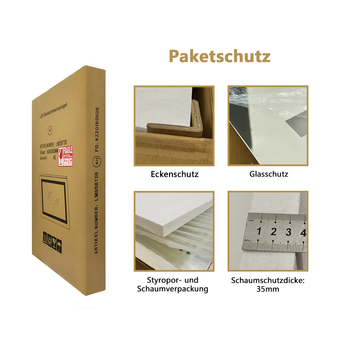 120x60 cm Badspiegel LED Touch Schminkspiegel Badezimmerspiegel mit