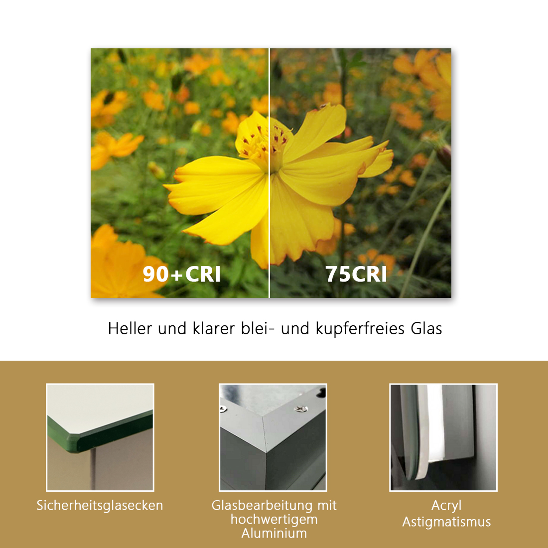 Led Badspiegel Beleuchtung 80x60cm mit Touch Schminkspiegel Dimmbar