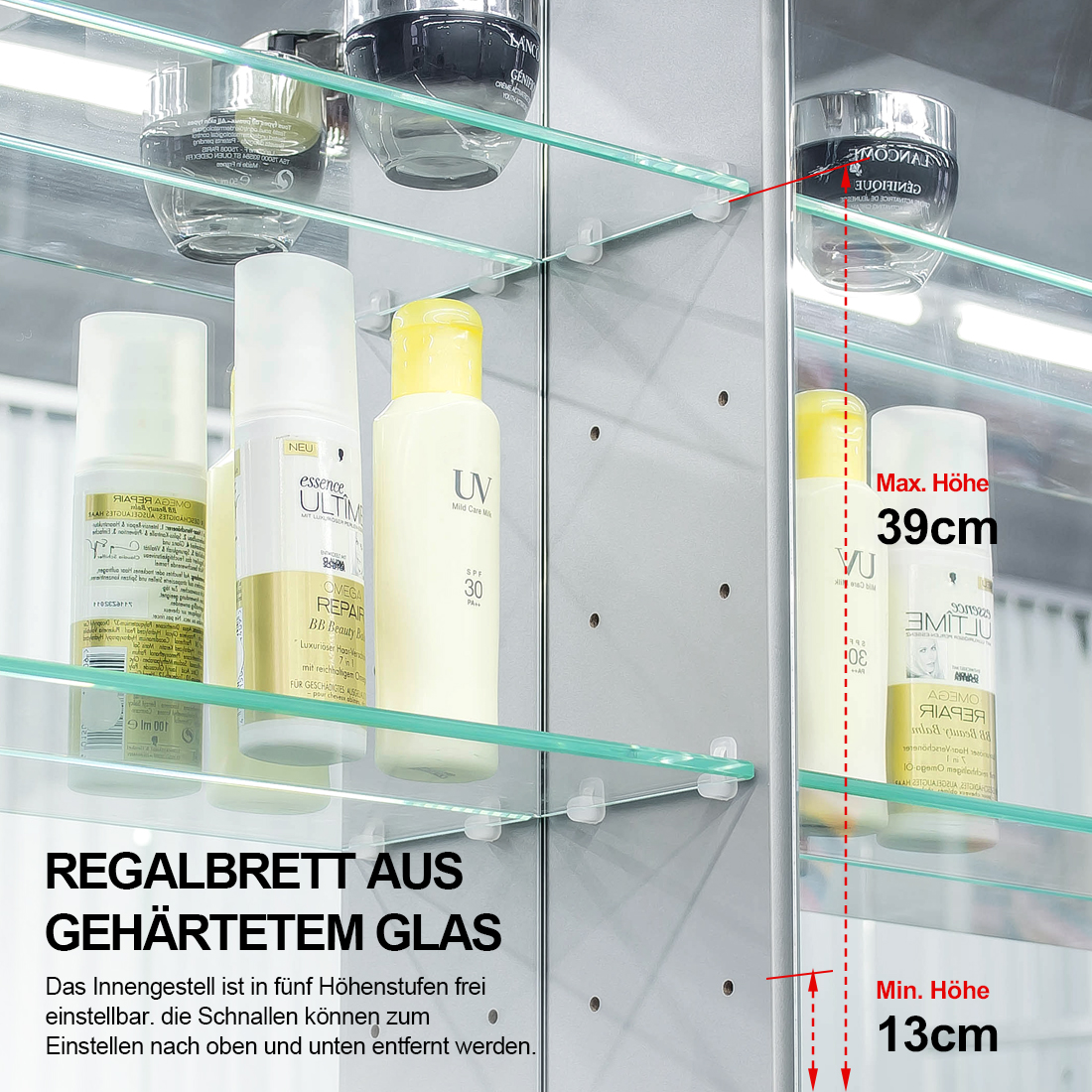 LED Spiegelschrank Badspiegel Beleuchtung Wandschrank mit Bluetooth