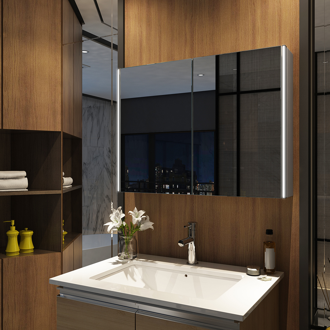 Bad Spiegelschrank Badschrank LED Badezimmerspiegel mit Bluetooth