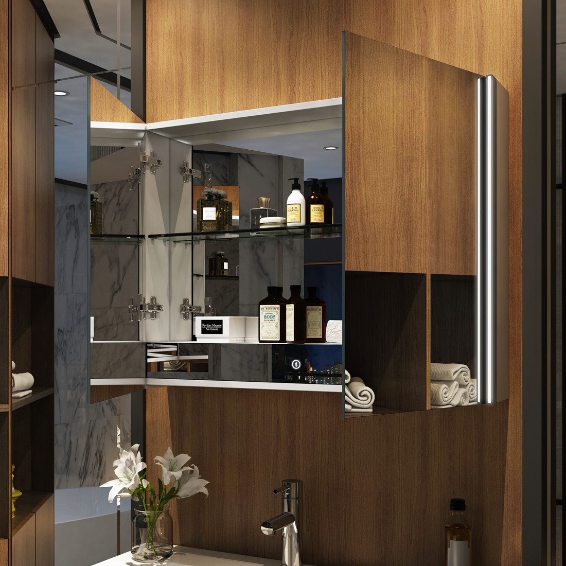 Bad Spiegelschrank Badschrank LED Badezimmerspiegel mit Bluetooth