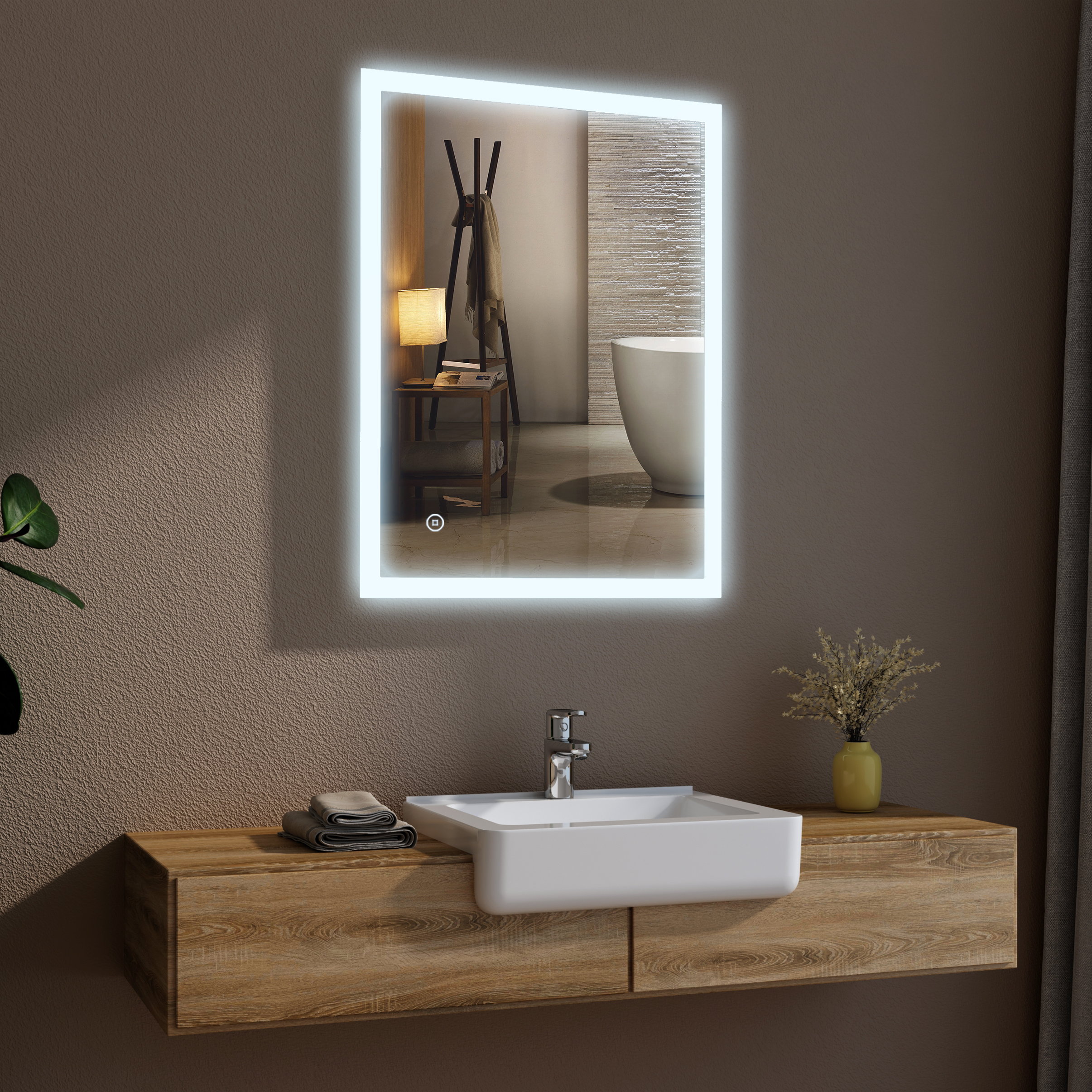 Badspiegel LED mit Beleuchtung Touch Beschlagfrei Badezimmerspiegel