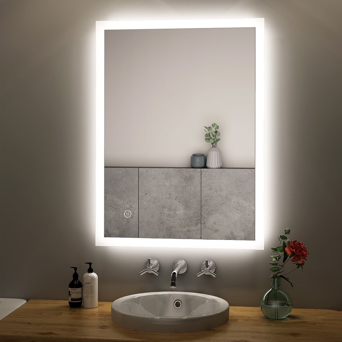 LED Bathroom Mirror Light Illuminated Demister Pad Touch Control Wall Mount IP44 eBay