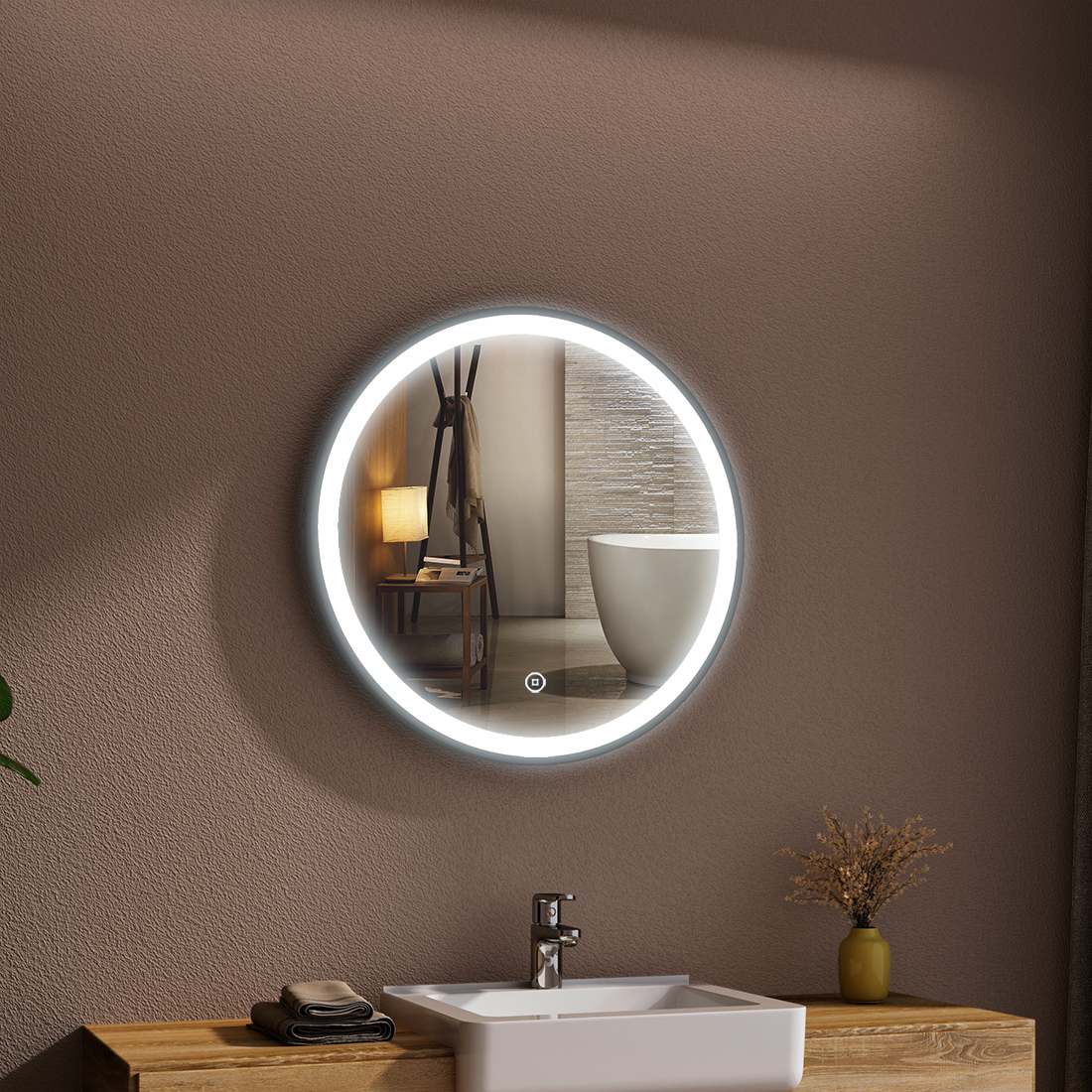LED Badspiegel Rund Spiegel Wandspiegel mit Beleuchtung Touch 