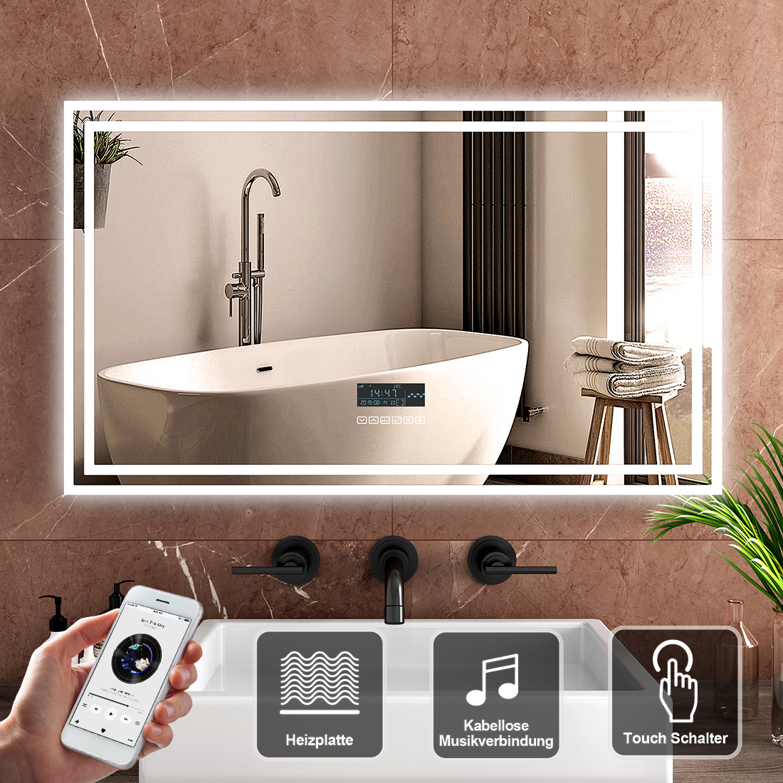 LED Beleuchtung Badezimmerspiegel Touch Spiegel Mit BADSPIEGEL mit LED