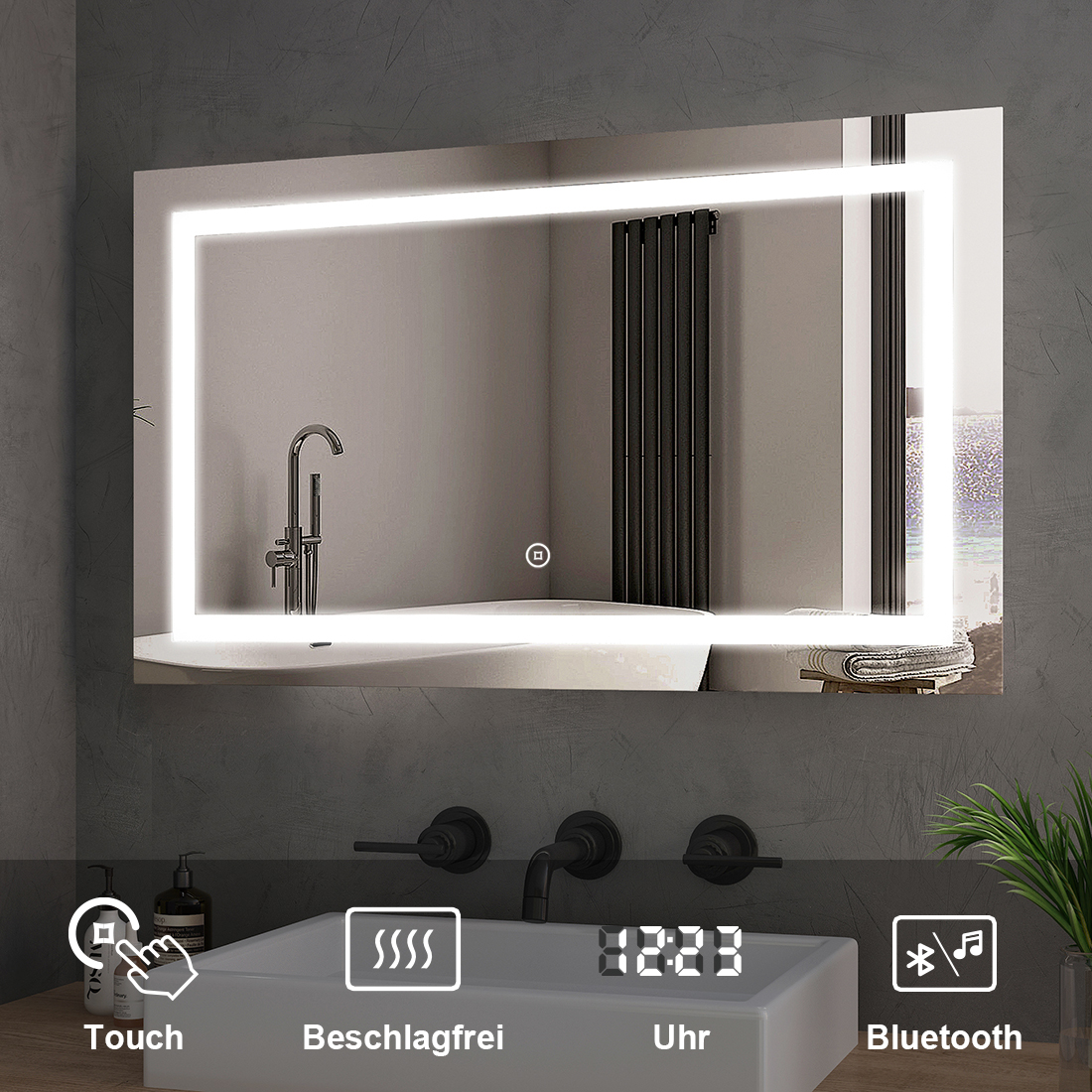Badezimmerspiegel LED Beleuchtung Touch Spiegel Mit