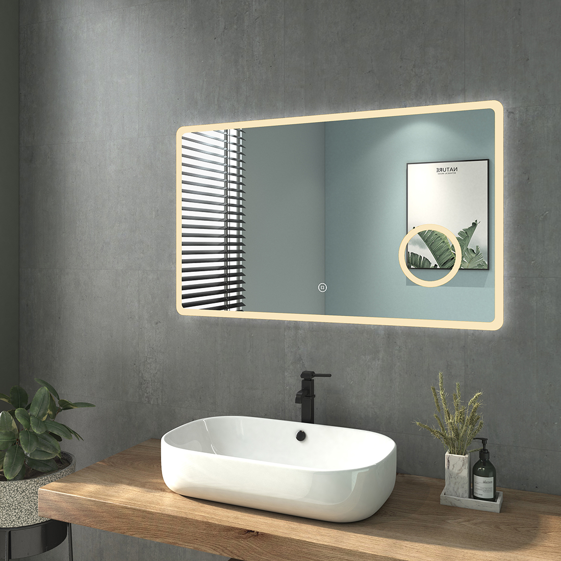 Badspiegel LED Touch Beleuchtung mit Make-up Spiegel Wandspiegel 3