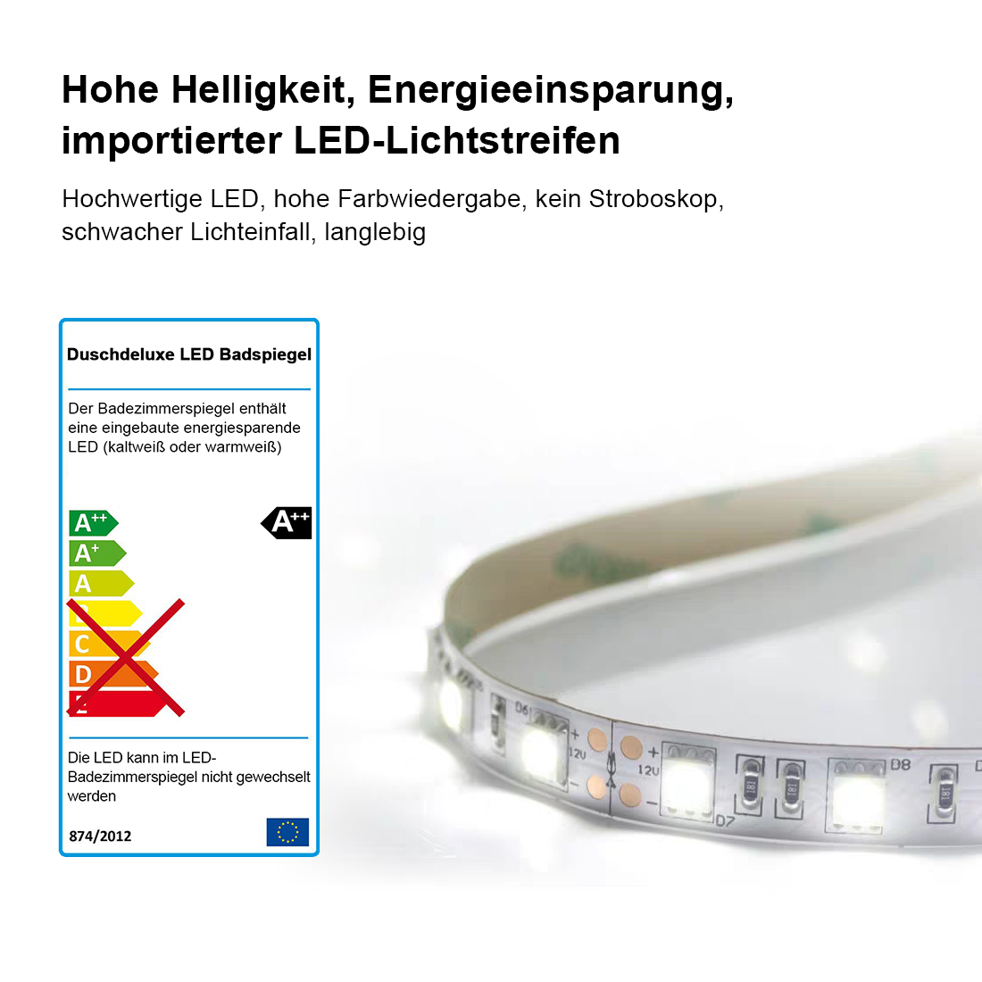 Led Badezimmerspiegel 45x60cm mit Beleuchtung Uhr Beschlagfrei Touch