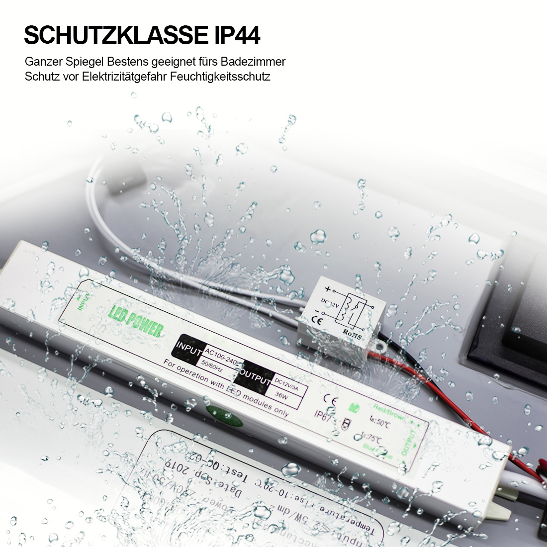 Led Badezimmerspiegel 45x60cm mit Beleuchtung Uhr Beschlagfrei Touch