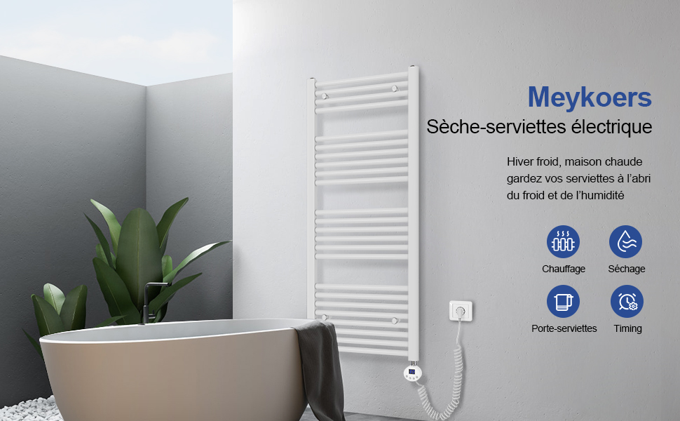 Meykoers Sèche-serviette électrique 120x40cm Anthracite radiateur
