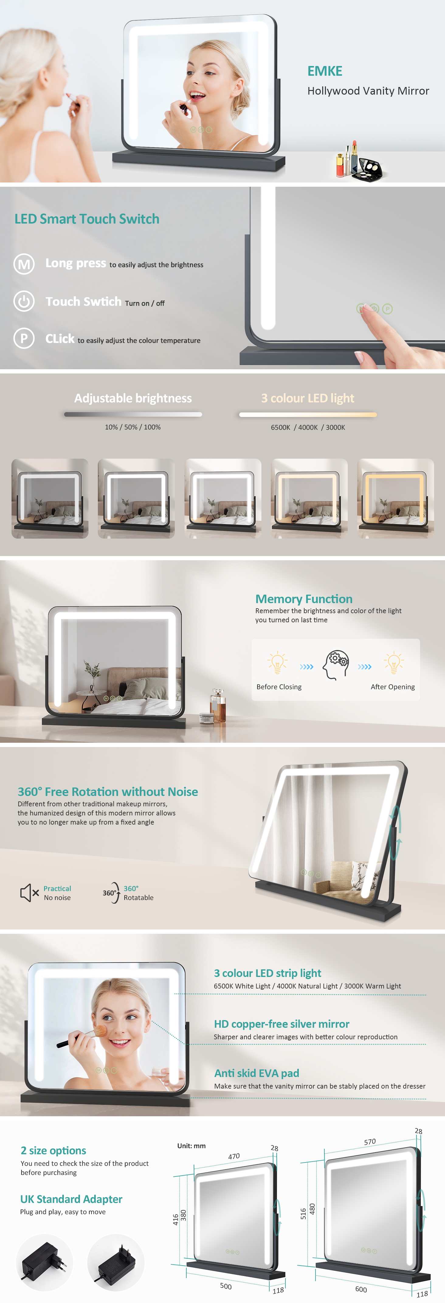 EMKE Hollywood Makeup Mirror Dressing Table LED Mirror,Touch Control, 3 Color Lighting Tabletop Cosmetic Mirror, 50 X 42cm, Balck 12 EMKE Hollywood Makeup Mirror Dressing Table LED Mirror,Touch Control, 3 Color Lighting Tabletop Cosmetic Mirror, 50 X 42cm, Balck -Home Improvement Store AAHKMJXYDAFdJAOAIMEbOAch w4SKIVBZGirDEcZFmriXMm0 DhPSmxDGEb5B5327Iei195NR65lftiGSoKCA6An73Md 3emHE 3JehhNfT EDb0k6aqJKoO8L07Fjg6HopgIDYfCedRQNQ0jkaGuAa9