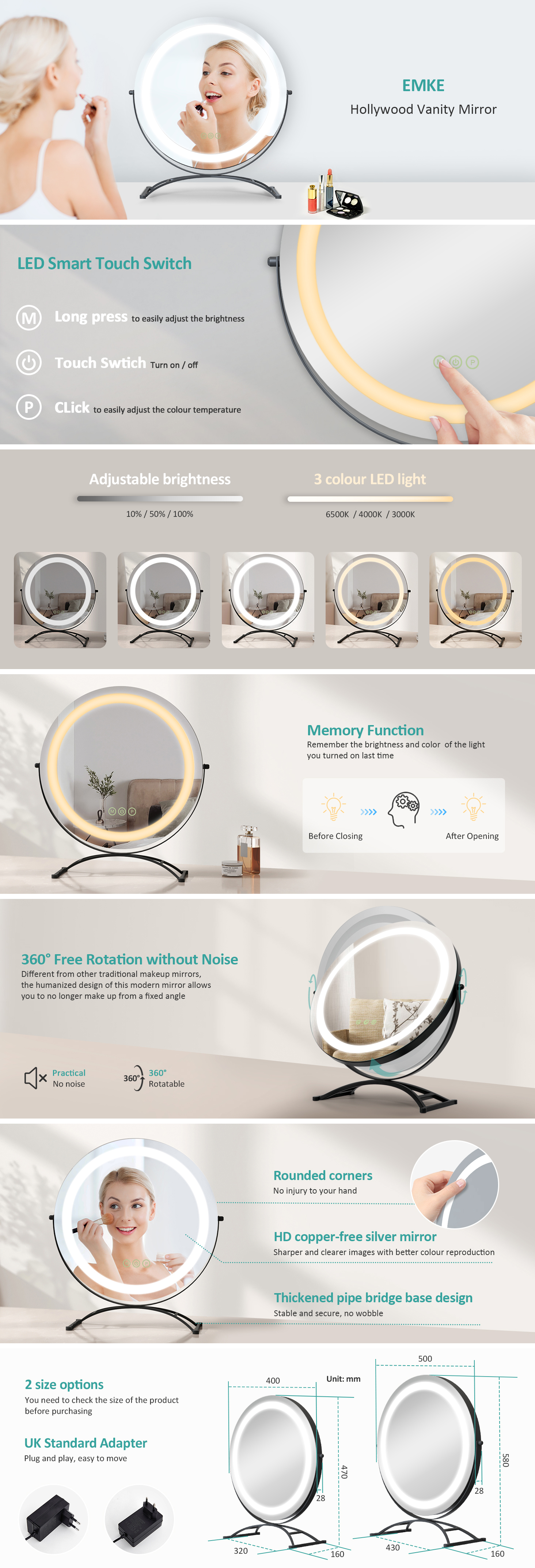 EMKE Hollywood Vanity Mirror 360° Rotation Dressing Table LED Mirror With Touch, 3 Color Lighting Dimmable Tabletop Cosmetic Mirror, Black ф50cm 12 EMKE Hollywood Vanity Mirror 360° Rotation Dressing Table LED Mirror With Touch, 3 Color Lighting Dimmable Tabletop Cosmetic Mirror, Black ф50cm -Home Improvement Store AAHKMJXYDAFdJAOAIMEbOAch w4SKIVBZGirDEcZFmriXMm0 DhPSmxDGEb5B5327Iei195NR65lftiGSoKCA6An73Md 3emHE 3JehhNfT ELrt0Honyo6uMN7GSX7YKGZxh6DFQW9nekMneAMBDtE