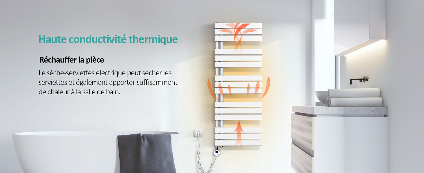 EMKE Sèche-Serviettes Électrique Avec élément Chauffant Thermostat, Sèche-serviettes électrique Panneau Avec Baguette Chauffante Avec Minuterie, Blanc 762x500mm 400W 14 EMKE Sèche-Serviettes Électrique Avec élément Chauffant Thermostat, Sèche-serviettes électrique Panneau Avec Baguette Chauffante Avec Minuterie, Blanc 762x500mm 400W -Atlantic Magasin