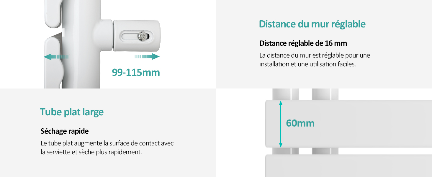 EMKE Sèche-Serviettes Électrique Avec élément Chauffant Thermostat, Sèche-serviettes électrique Panneau Avec Baguette Chauffante Avec Minuterie, Blanc 762x500mm 400W 12 EMKE Sèche-Serviettes Électrique Avec élément Chauffant Thermostat, Sèche-serviettes électrique Panneau Avec Baguette Chauffante Avec Minuterie, Blanc 762x500mm 400W -Atlantic Magasin
