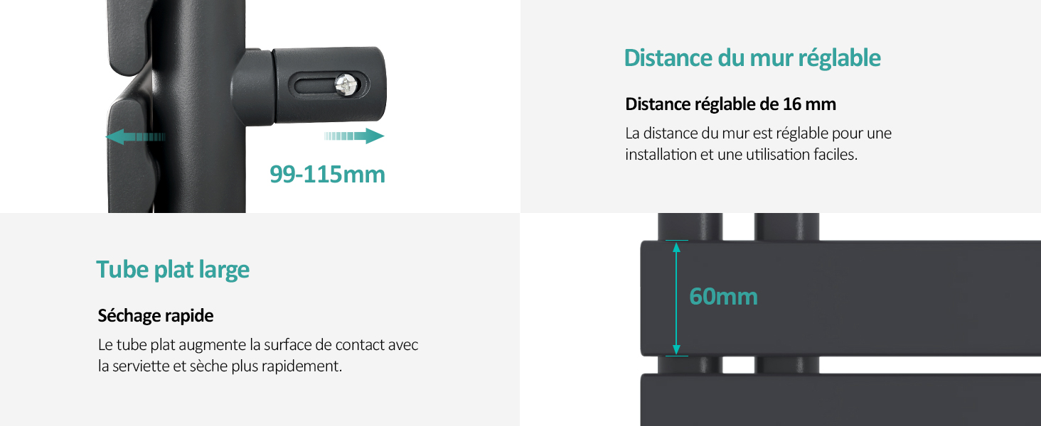EMKE Sèche-Serviettes Électrique Avec élément Chauffant Thermostat, Sèche-serviettes électrique Panneau Avec Baguette Chauffante Avec Minuterie, Anthracite 762x400mm 400W 12 EMKE Sèche-Serviettes Électrique Avec élément Chauffant Thermostat, Sèche-serviettes électrique Panneau Avec Baguette Chauffante Avec Minuterie, Anthracite 762x400mm 400W -Atlantic Magasin