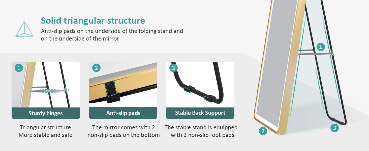 EMKE Freestanding Arched Mirror Full Length With LED Lights Tri-Colour Dimmable Dressing Mirror 160x45cm White Gold 15 EMKE Freestanding Arched Mirror Full Length With LED Lights Tri-Colour Dimmable Dressing Mirror 160x45cm White Gold -Home Sale Shop