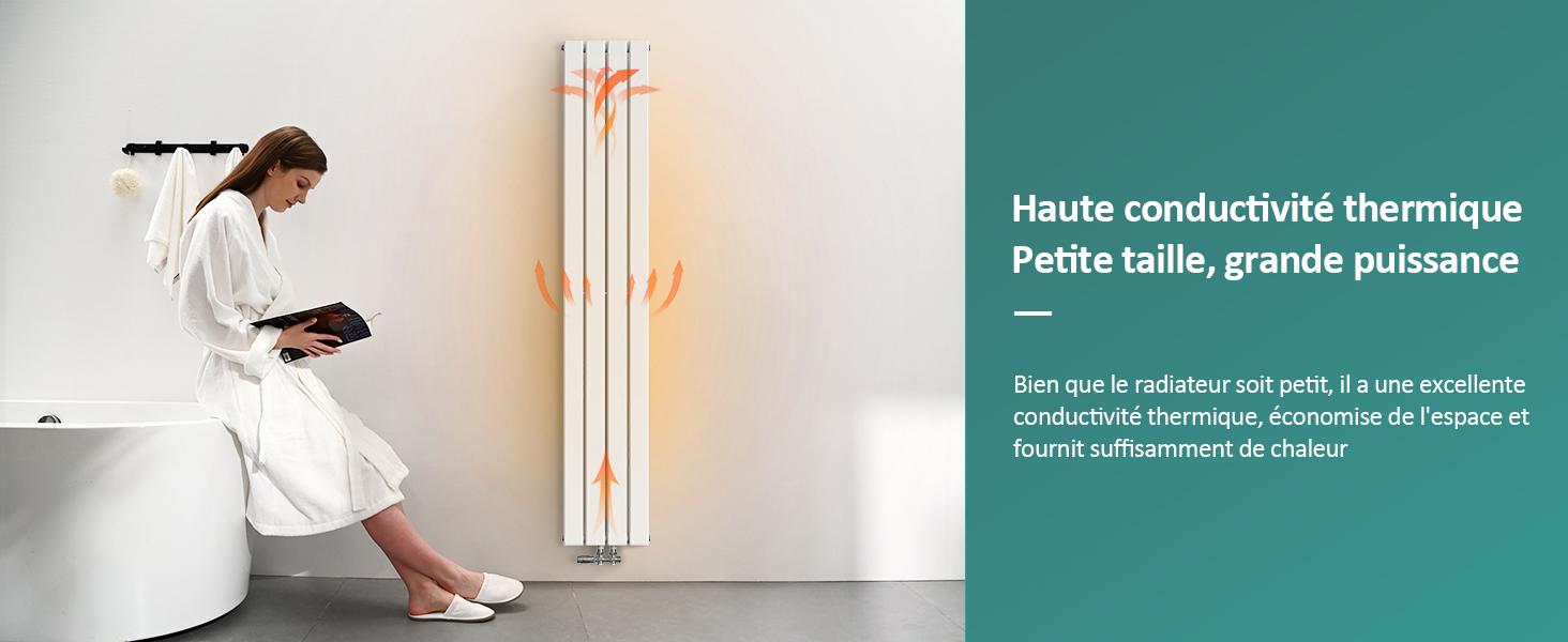 EMKE Radiateur Eau Chaude En Acier, 160x30cm, Tube Plat Vertical Double Couche, Convient Pour 11,9 M² Blanc 889W 11 EMKE Radiateur Eau Chaude En Acier, 160x30cm, Tube Plat Vertical Double Couche, Convient Pour 11,9 M² Blanc 889W -Atlantic Magasin