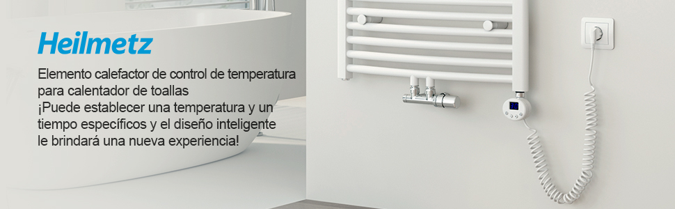 LuxeBath Resistenza Elettrica per Radiatore da Bagno in Acciaio Inox 300W  Nero Elemento Riscaldante con Termostato