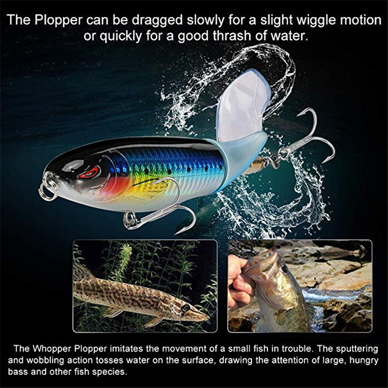 1pc Whopper Plopper Topwater Floating Fishing Lures Rotating Tail For