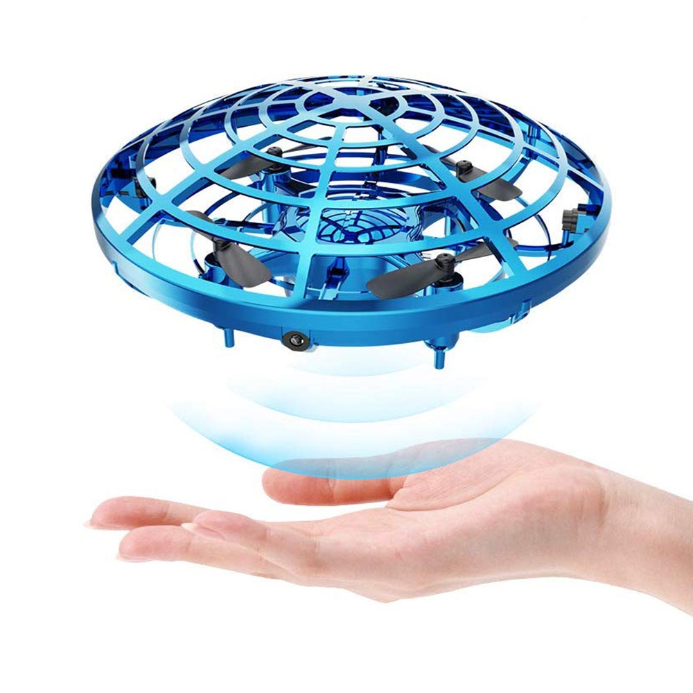 UFO Mini Drone with Upgraded Sensors AJ Expo Hand Operated Drone for Kids Long Lasting Rechargeable Battery /& LED Lights Blue Flexible Caged Quadcopter Provides Safe Fun Indoors /& Outdoors