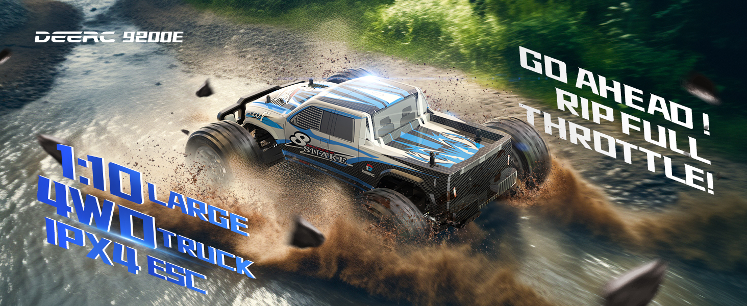 DEERC 9200E RC Truck 1:10 Scale High Speed 4WD Off Road Car for