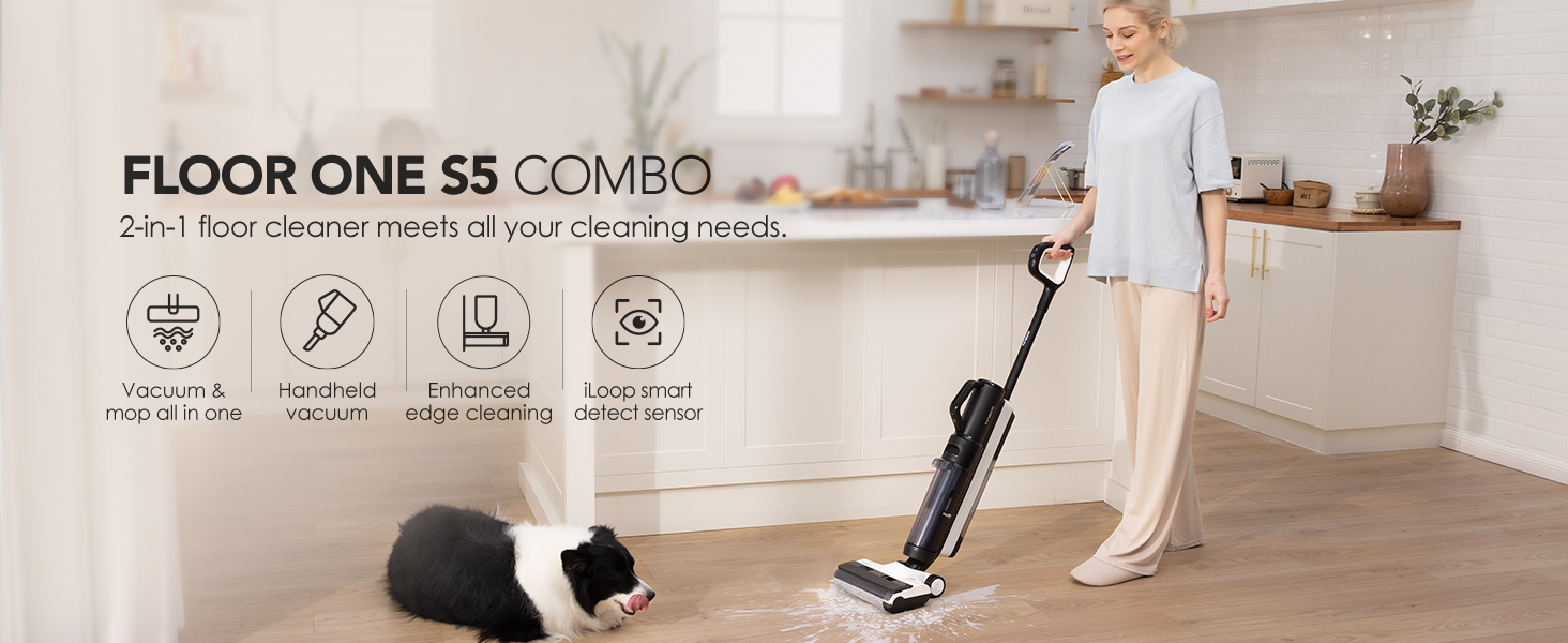 Tineco Floor ONE S5 Combo Smart Wet Dry Vacuum Cleaners, 2-in-1