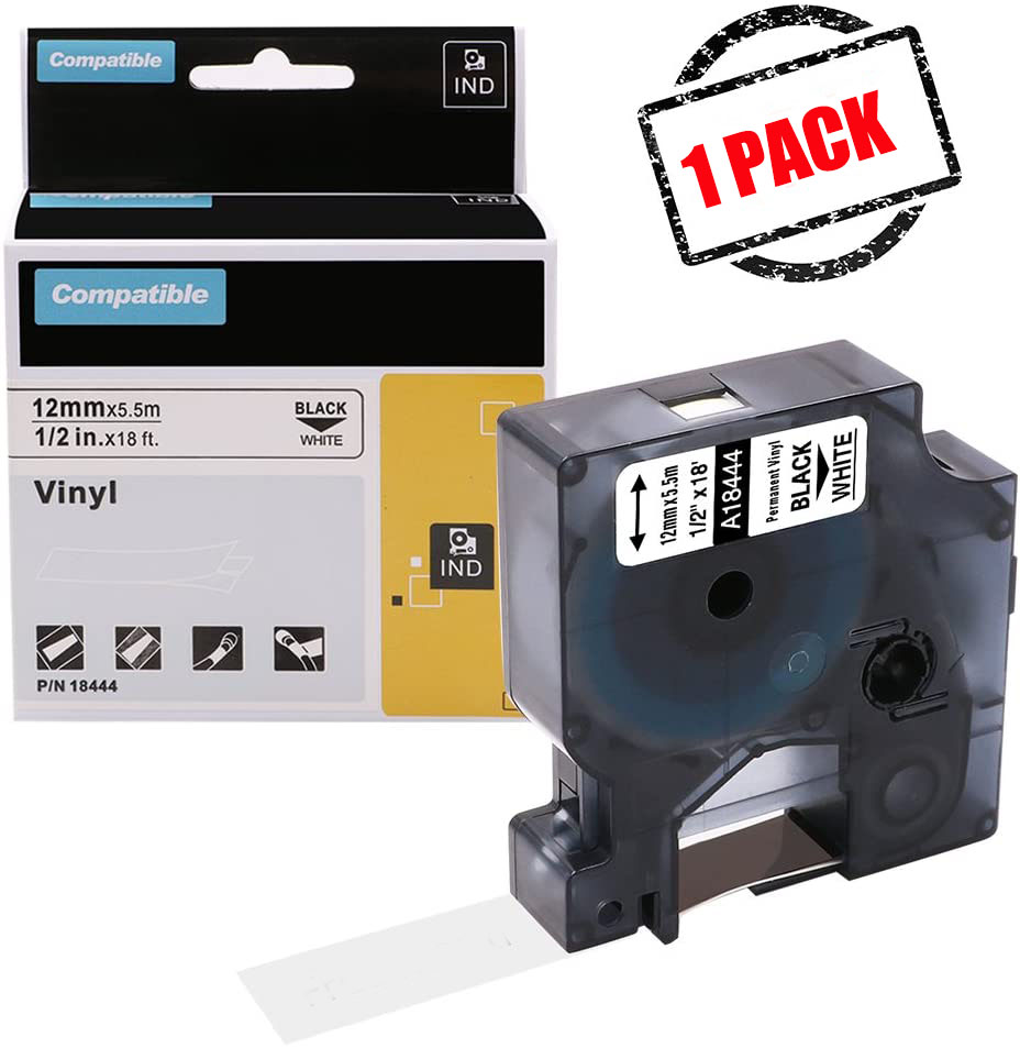10Pk Compatible DYMO 18444 Rhino Industrial Permanent Vinyl Rhino 4200 1/2" 12mm 
