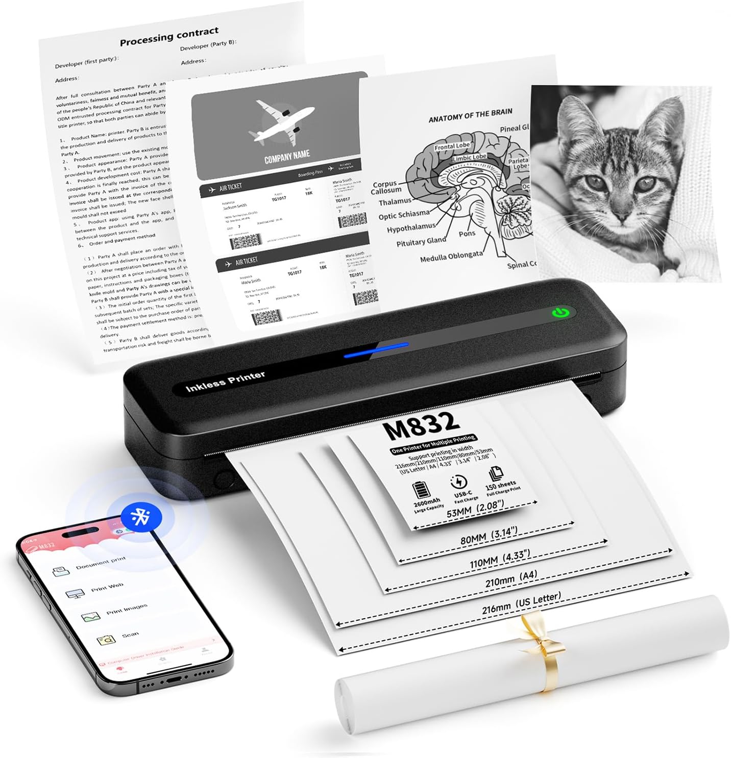 Phomemo M832- A4 Thermal Printer - ink-less Printer for Home or