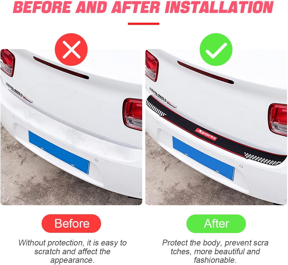 Aazon.co: Ziciner Car Rear Buper Protector Guard, Non-Slip Rubber
