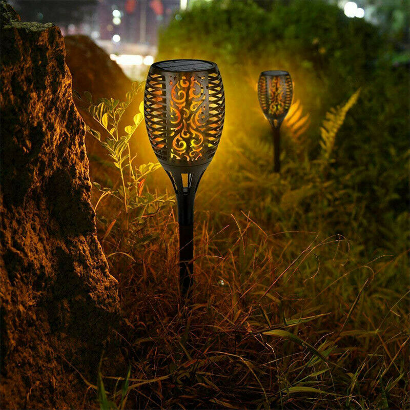 4 X Solar Garden Flame Light Flickering Led Torch Lamp Waterproof 