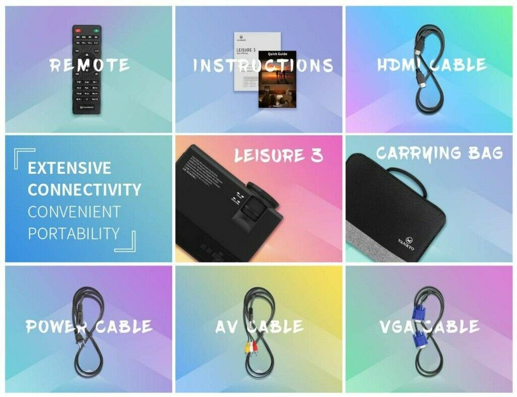 VANKYO Leisure 3 LED Portable Projector 3600 Brightness 1080P HD Dual