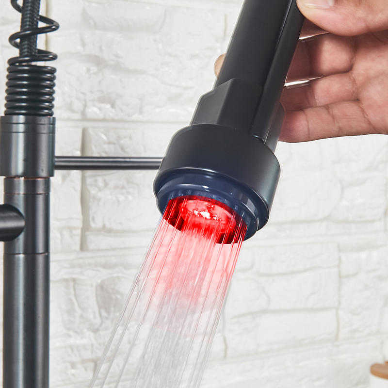 LED Schwarz Küchenarmatur Wasserhahn Küche ausziehbar mit Brause