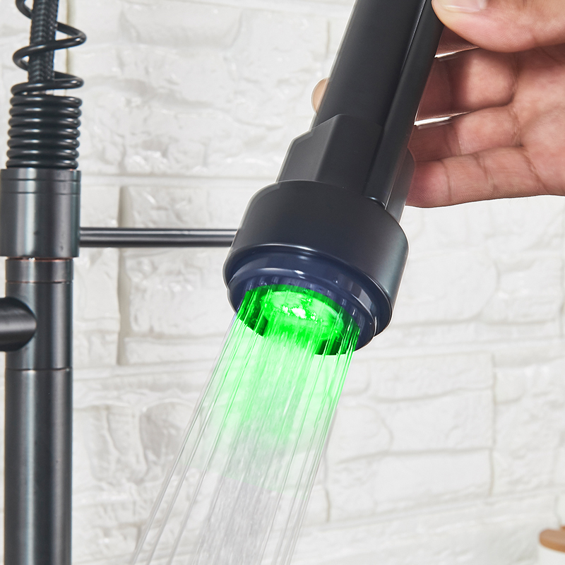 LED Schwarz Küchenarmatur Wasserhahn Küche ausziehbar mit Brause