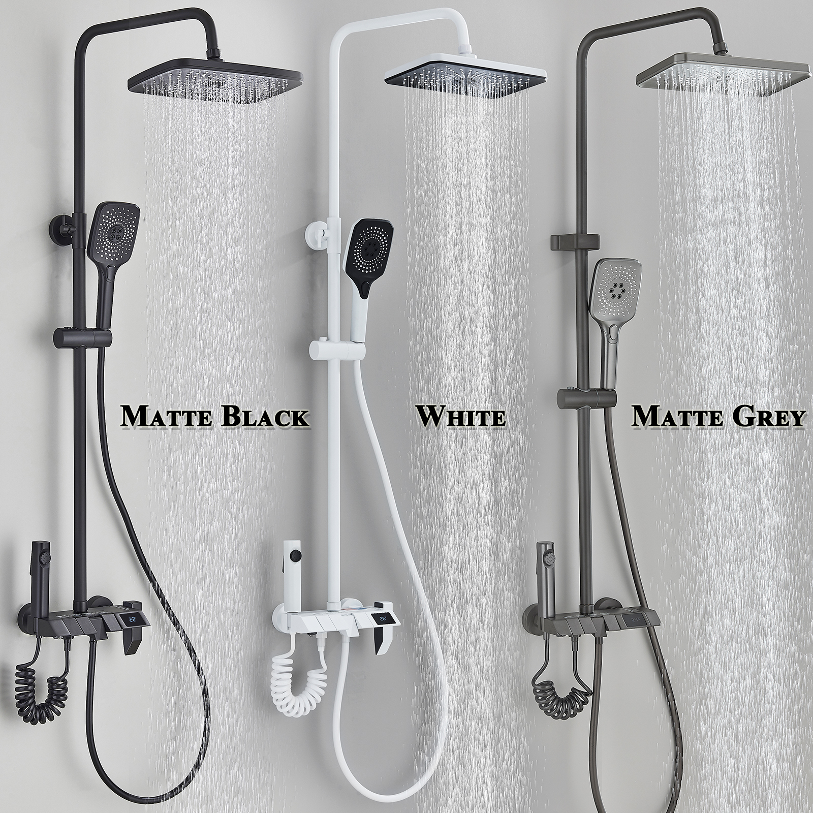 Exposed Shower System Set Rain Shower Head Combo Outdoor