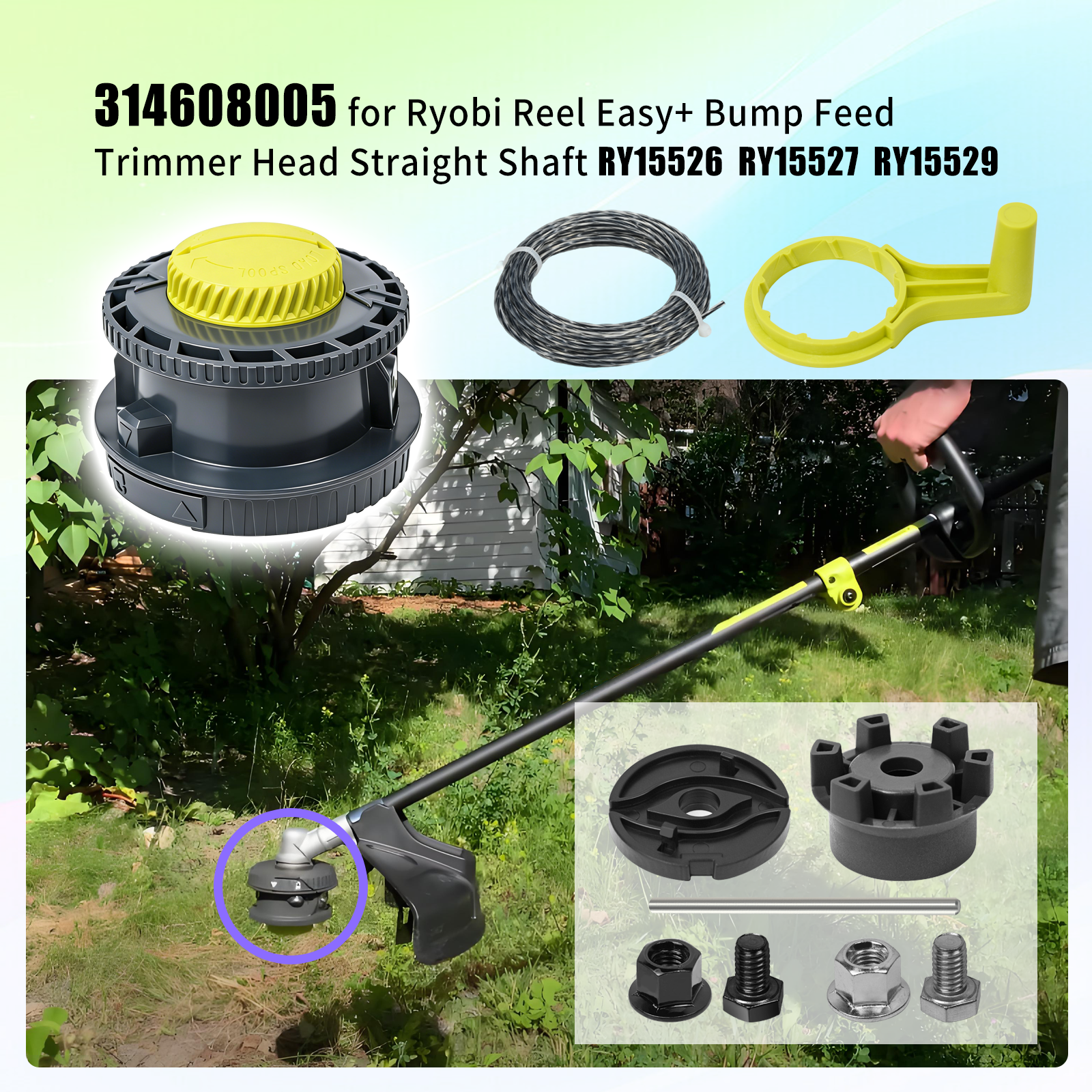 314608005 Fits For Ryobi Reel Easy+ Bump Feed Trimmer Head