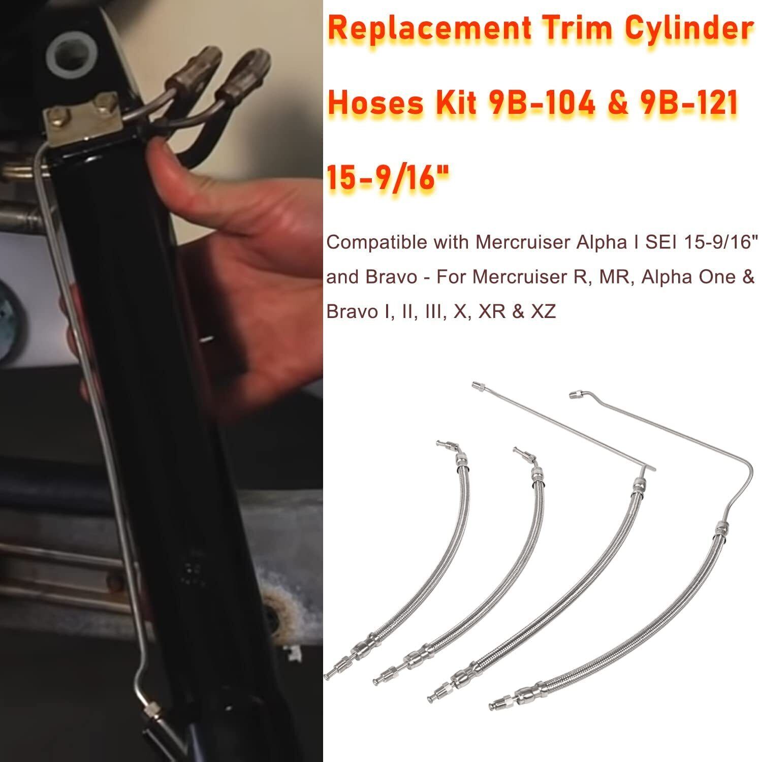 Trim Tilt Hose Kit For Mercruiser Alpha One Gen 2 - Stainless Steel Hydraulic Lines, Replaces 32-864960/959