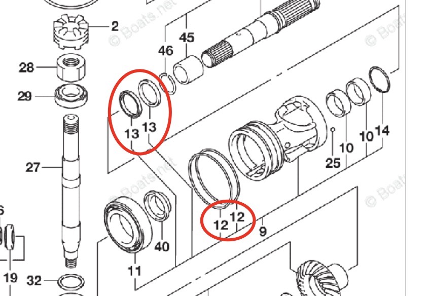Lower Gearcase Seal &O-ring 09282-45001 09280-00047 For