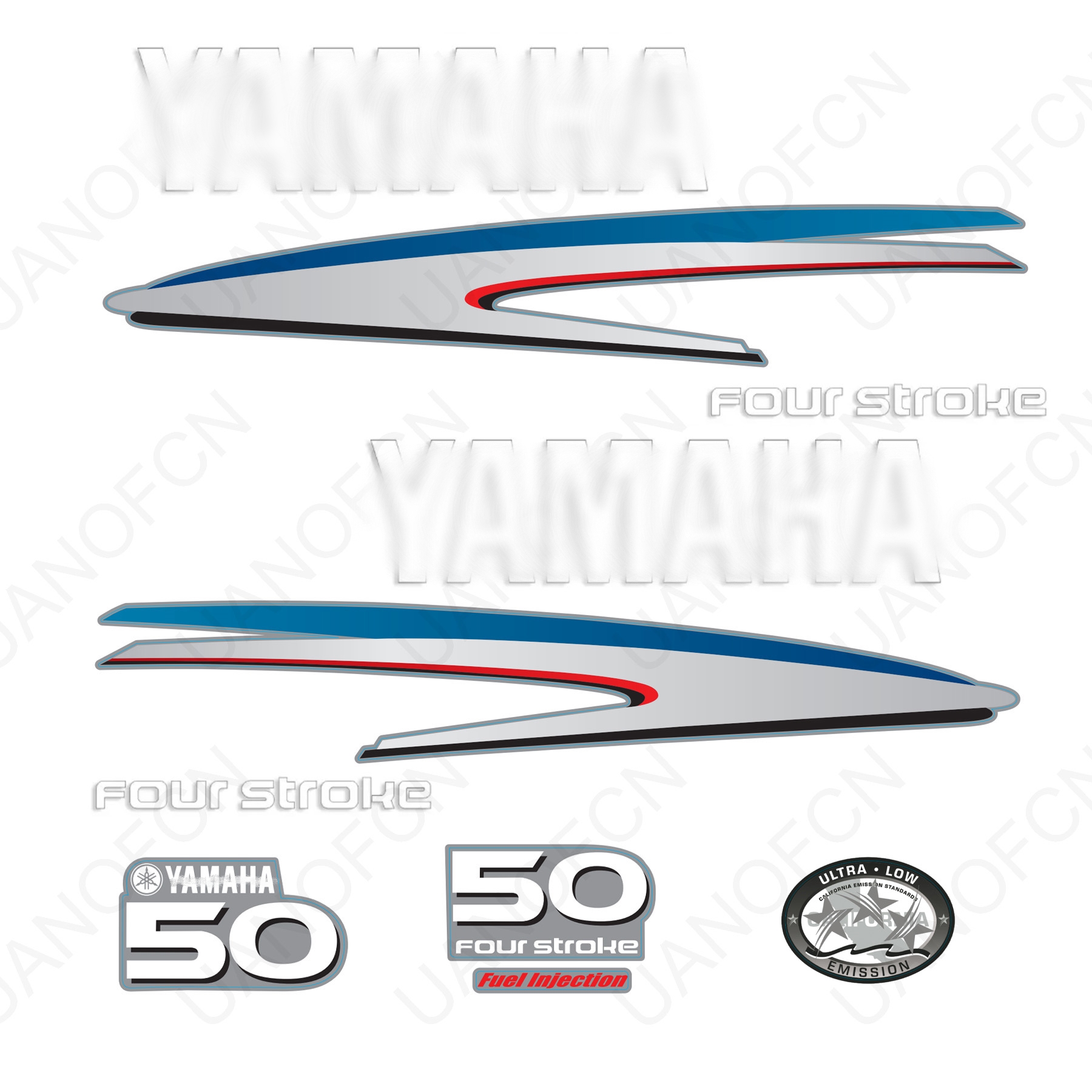 thumbnail image 2 of Mercury 250hp EFI Saltwater Series Outboard Engine Decals – Red Sticker Set 2 of 4