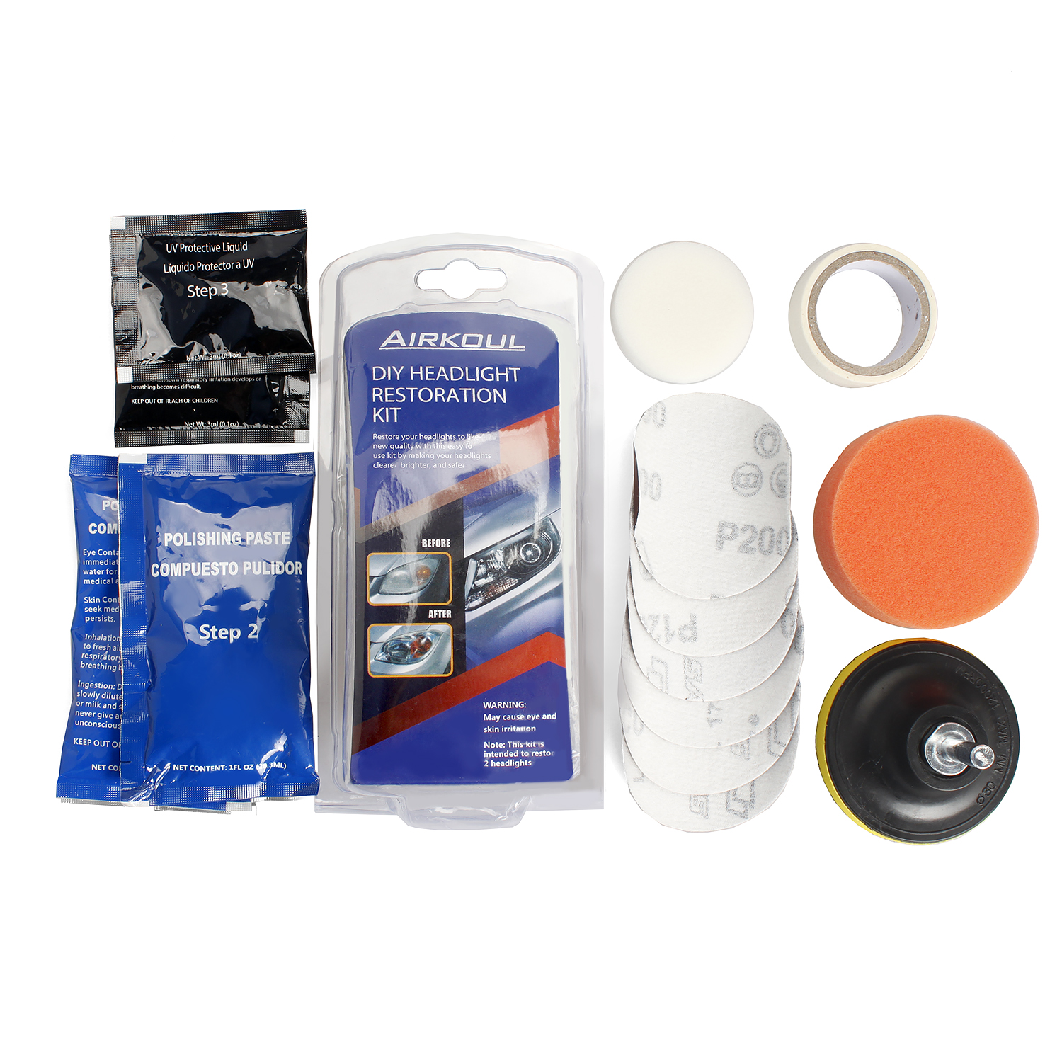 Pro Car Headlight Lens Restoration Repair Kit Polishing Cleaner