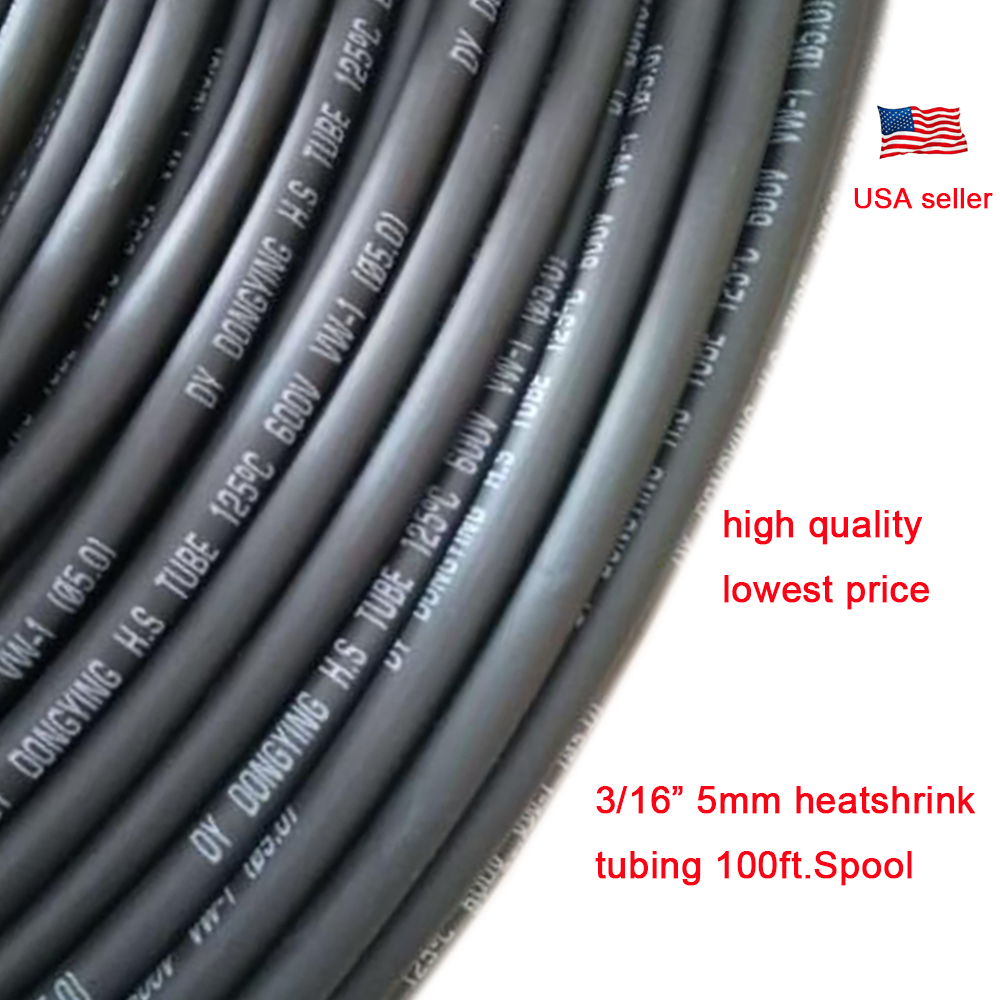 10 mm 100 FT Polyolefin 2:1 Heat Shrink Tubing 100/' Feet BLACK 3//8/" INCH