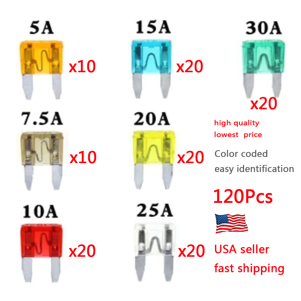 Low Profile Spare 10x Micro Blade Fuses 7.5 Amp For Motorbike Motor Cycle