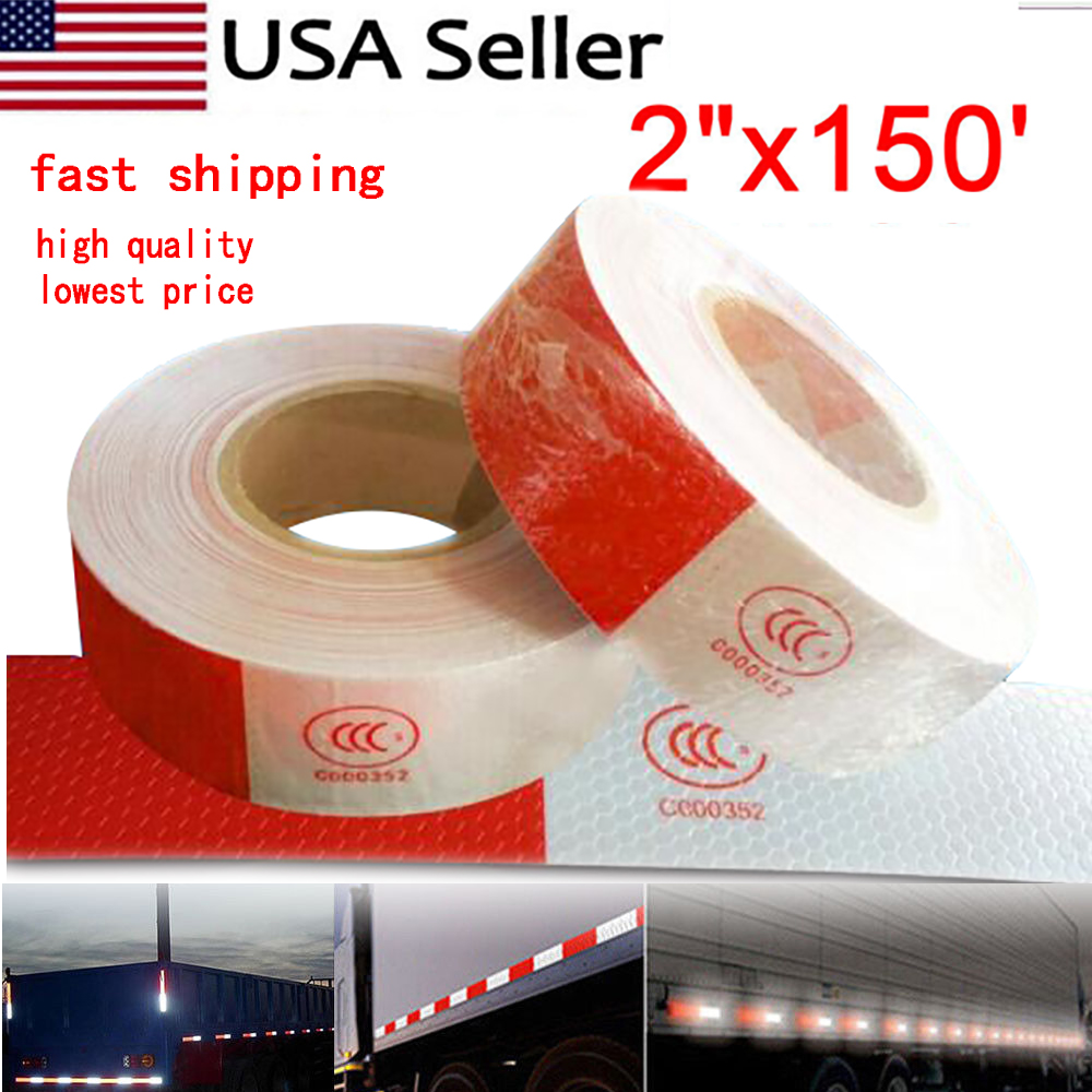 6/" Red /& White CERTIFIED 2/" x 150 ft DOT-C2 Reflective Conspicuity Tape Safety