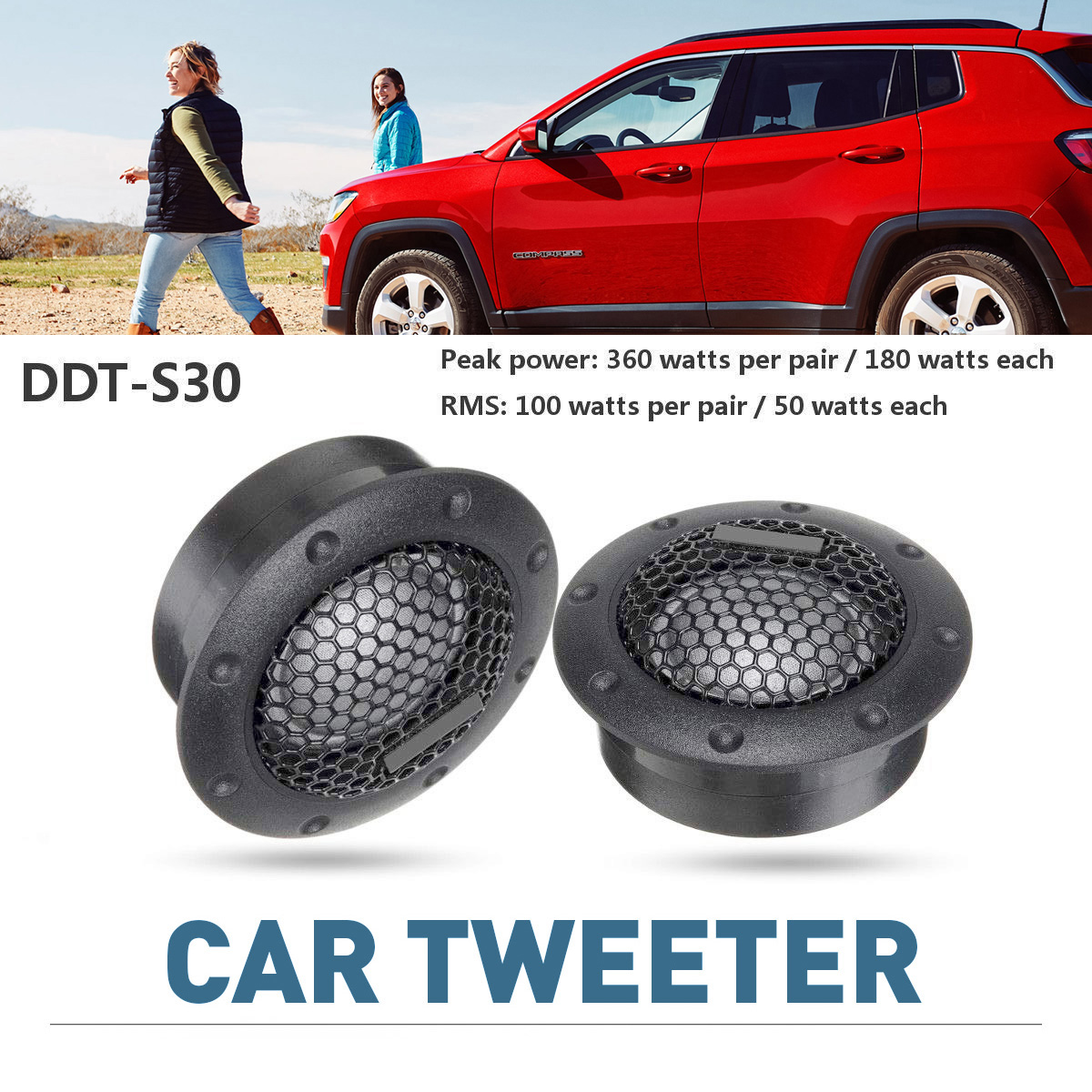 1 Inch Car Audio Tweeters – 180W Pair, 4000–26000Hz Frequency Response For Door/DIY Install