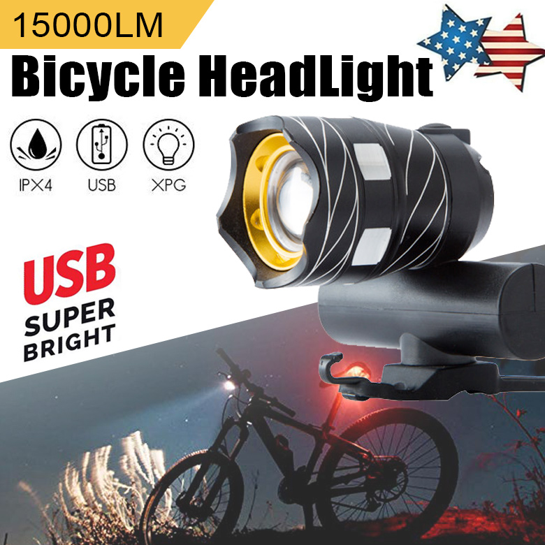 Rechargeable Bicycle HeadLight Bike Helmet Front light 15000LM XM-L T6 ...