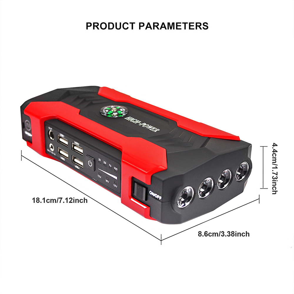 12V Car Jump Starter Portable USB Power Bank Battery Booster Clamp 600A 69800mAh