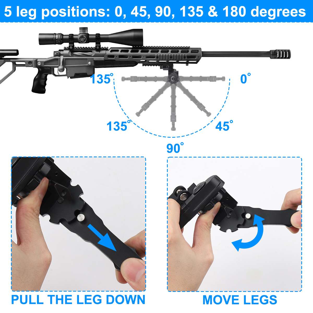 Accessoire Tir Rail 20mm Bipied Réglable Pour Fusil - 7.5 à 9 Pouces
