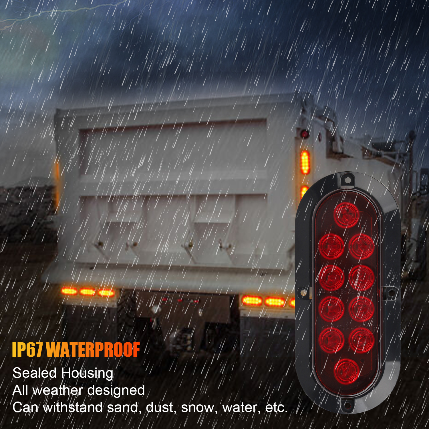 2 Red 6 Oval Trailer Lights 10 LED Stop Turn Tail Truck Sealed Flush Mount - Foto 9