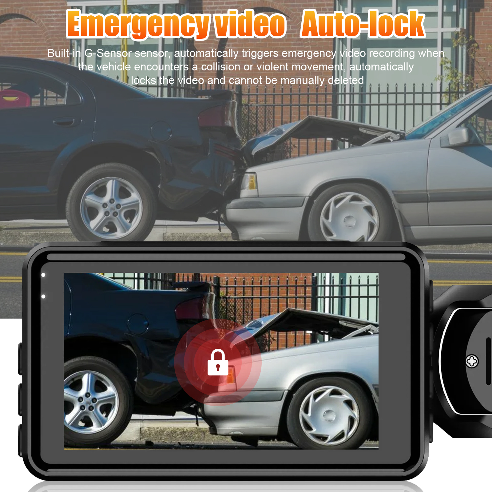 KEPEAK 1080P Dual Lens Dash Cam - Front/Rear/Inside Car Camera With G-Sensor & WiFi